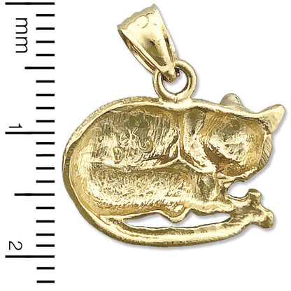 14K Gold Sleeping Cat Charm