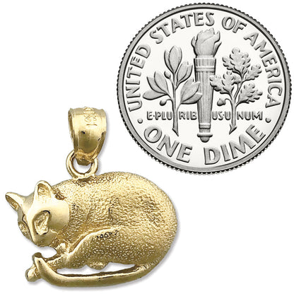 14K Gold Sleeping Cat Charm