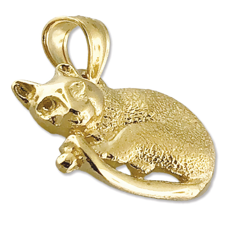 14K Gold Sleeping Cat Charm