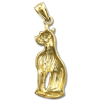 14K Gold Ancient Egyptian Cat Pendant