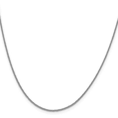 24 Inch 14K White Gold 1mm D/C Quadra Wheat Chain Necklace