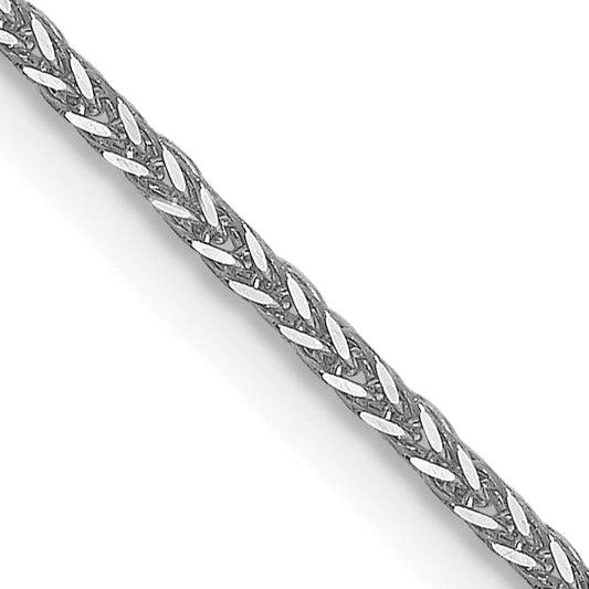 16 Inch 14K White Gold 1mm D/C Quadra Wheat Chain Necklace