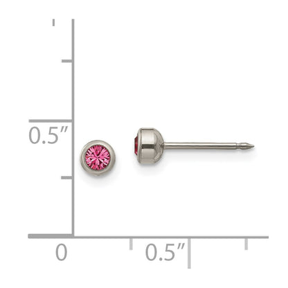 Titanium Inverness 4mm Rose Crystal Bezel Earrings