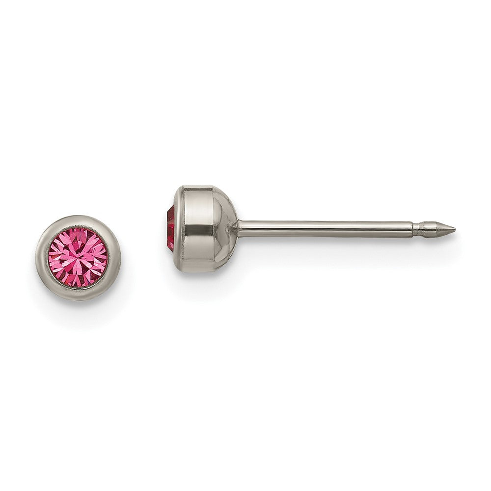 Titanium Inverness 4mm Rose Crystal Bezel Earrings