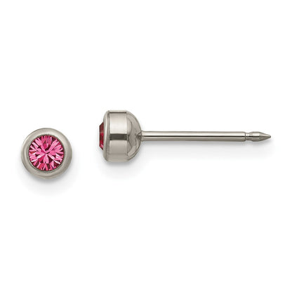 Titanium Inverness 4mm Rose Crystal Bezel Earrings
