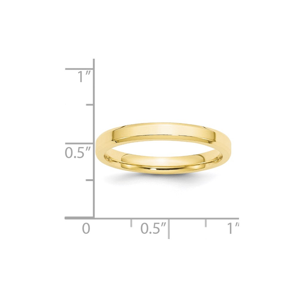 10k Yellow Gold 3mm Beveled Edge Comfort Fit Wedding Band Ring