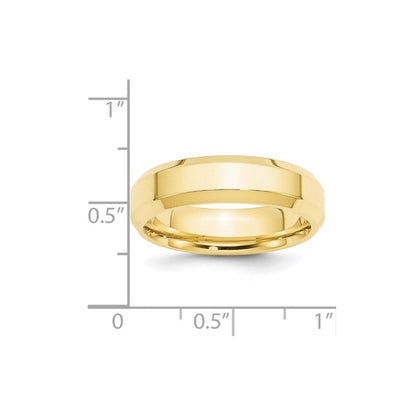 10k Yellow Gold 6mm Beveled Edge Comfort Fit Wedding Band Ring