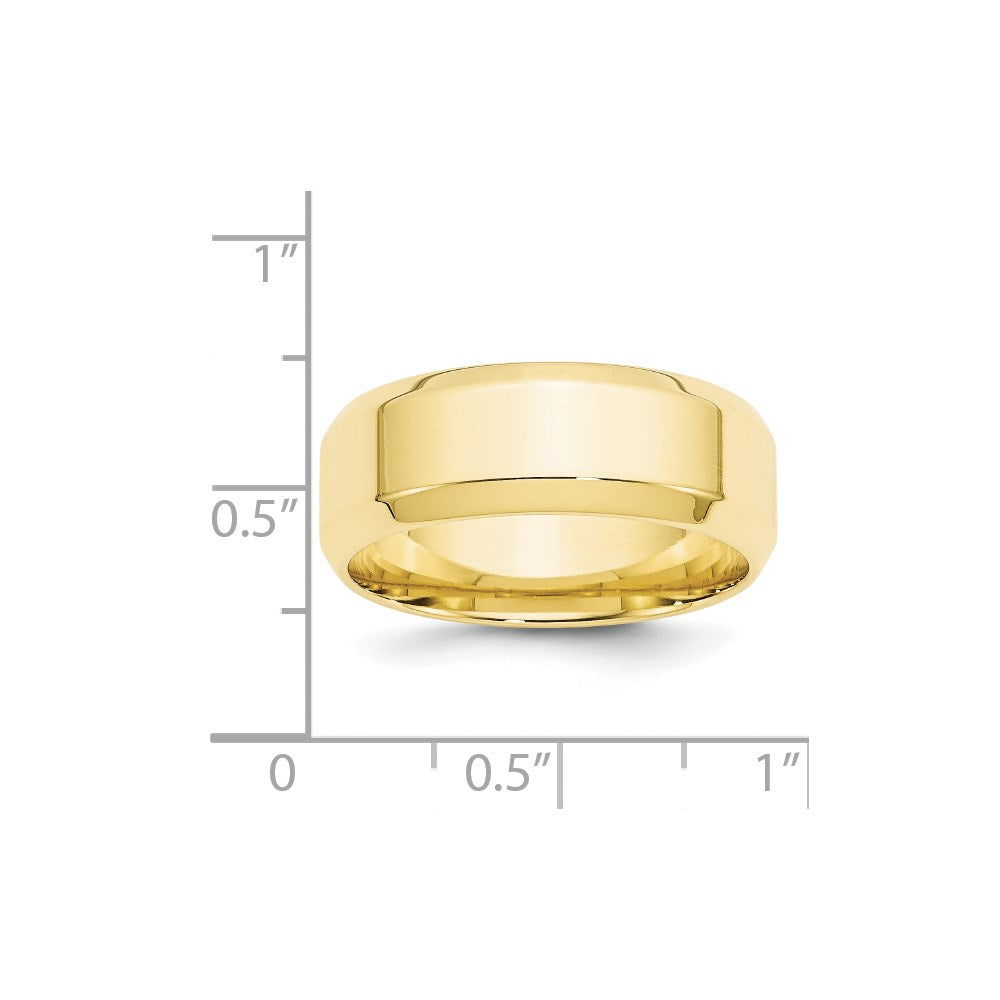 10k Yellow Gold 8mm Beveled Edge Comfort Fit Wedding Band Ring