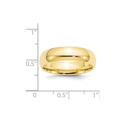 10k Yellow Gold 6mm Standard Weight Comfort Fit Wedding Band Ring