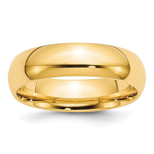 10k Yellow Gold 6mm Standard Weight Comfort Fit Wedding Band Ring