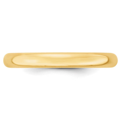10k Yellow Gold 3mm Lightweight Comfort Fit Wedding Band Ring
