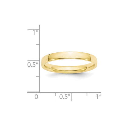 10k Yellow Gold 3mm Lightweight Comfort Fit Wedding Band Ring