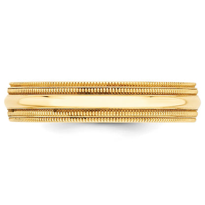 10k Yellow Gold 5mm Double Milgrain Comfort Fit Wedding Band Ring