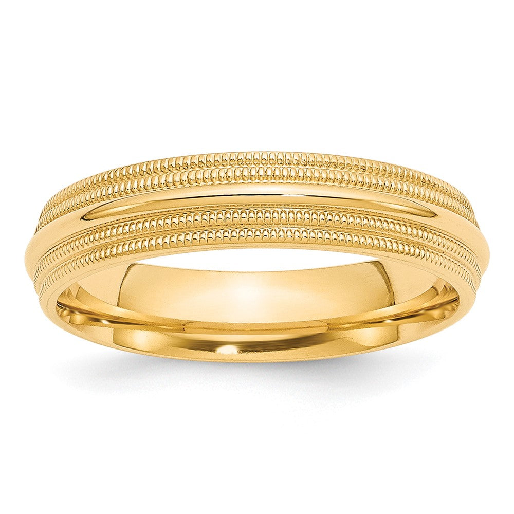 10k Yellow Gold 5mm Double Milgrain Comfort Fit Wedding Band Ring