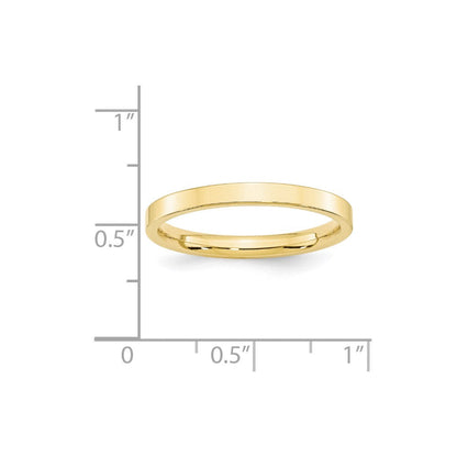 10k Yellow Gold 2.5mm Standard Weight Flat Comfort Fit Wedding Band Ring