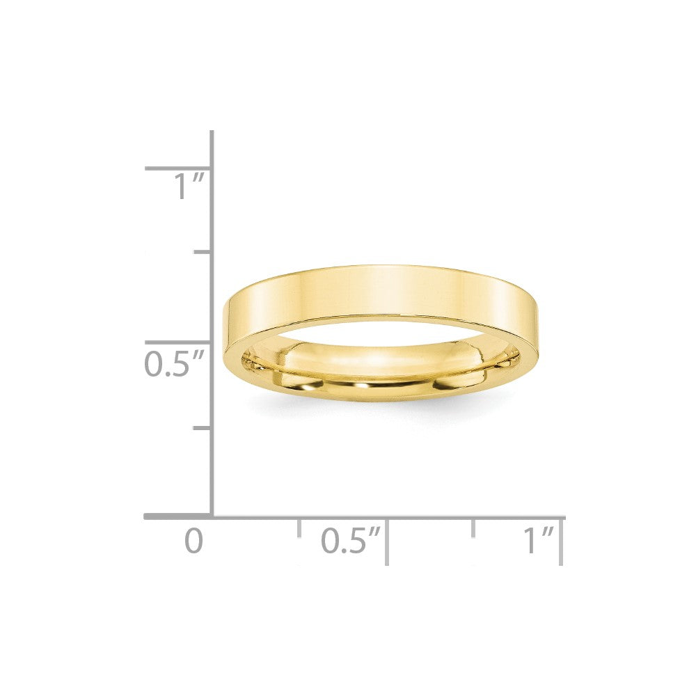 10k Yellow Gold 4mm Standard Weight Flat Comfort Fit Wedding Band Ring