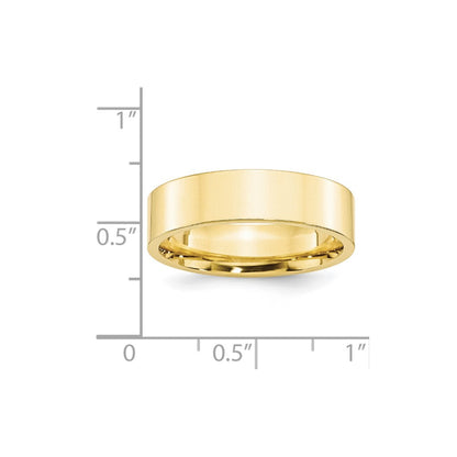 10k Yellow Gold 6mm Standard Weight Flat Comfort Fit Wedding Band Ring