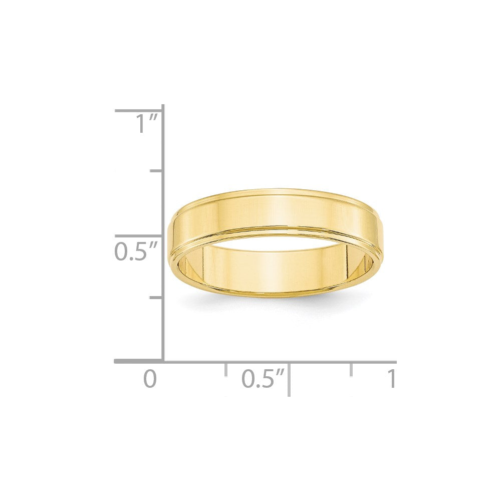10k Yellow Gold 5mm Flat with Step Edge Wedding Band Ring