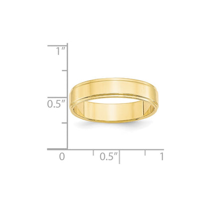 10k Yellow Gold 5mm Flat with Step Edge Wedding Band Ring