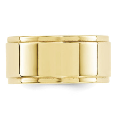 10KY Yellow Gold 10mm Flat with Step Edge Wedding Band Ring
