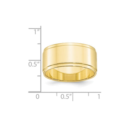 10KY Yellow Gold 10mm Flat with Step Edge Wedding Band Ring