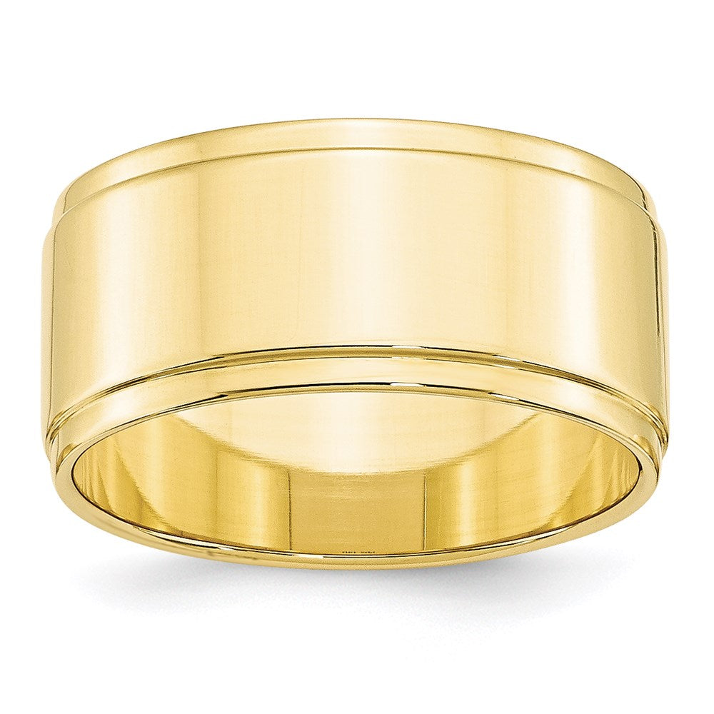 10KY Yellow Gold 10mm Flat with Step Edge Wedding Band Ring
