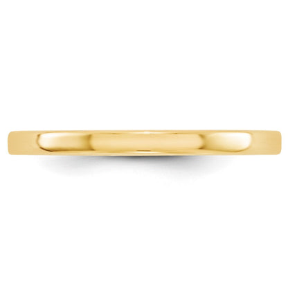 10k Yellow Gold 2mm Lightweight Flat Wedding Band Ring