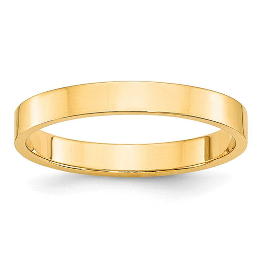 10k Yellow Gold 3mm Lightweight Flat Wedding Band Ring