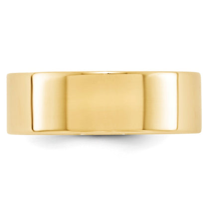10k Yellow Gold 7mm Lightweight Flat Wedding Band Ring