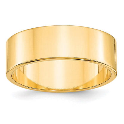 10k Yellow Gold 7mm Lightweight Flat Wedding Band Ring