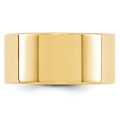 10k Yellow Gold 10mm Lightweight Flat Wedding Band Ring