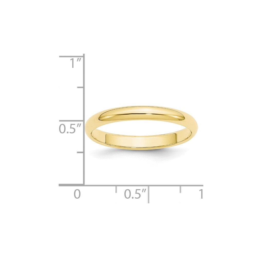 10k Yellow Gold 3mm Half Round Wedding Band Ring