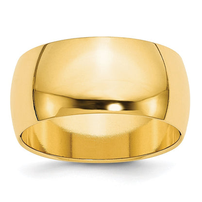 10k Yellow Gold 10mm Half Round Wedding Band Ring