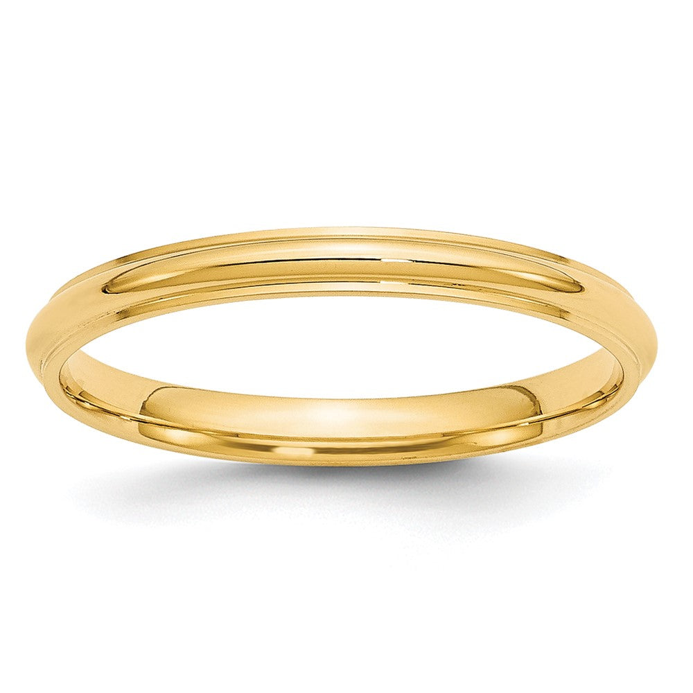 10k Yellow Gold 2.5mm Half Round with Edge Wedding Band Ring
