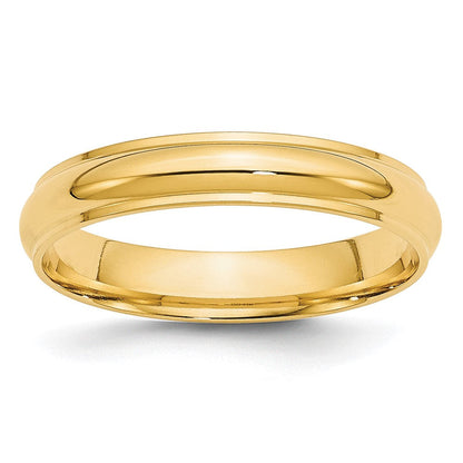 10k Yellow Gold 4mm Half Round with Edge Wedding Band Ring