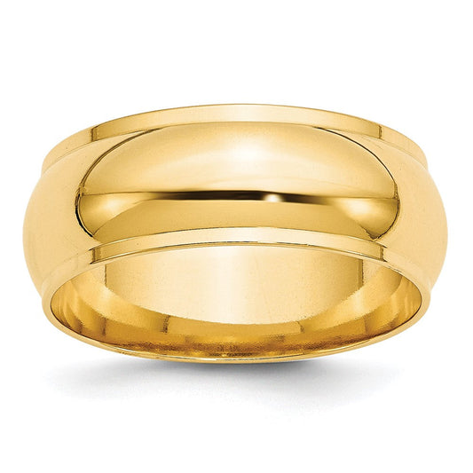 10k Yellow Gold 8mm Half Round with Edge Wedding Band Ring