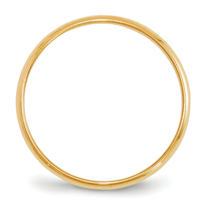 10K Yellow Gold 2mm Lightweight Half Round Wedding Band Size 9