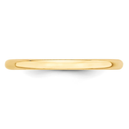10K Yellow Gold 2mm Lightweight Half Round Wedding Band Size 4.5