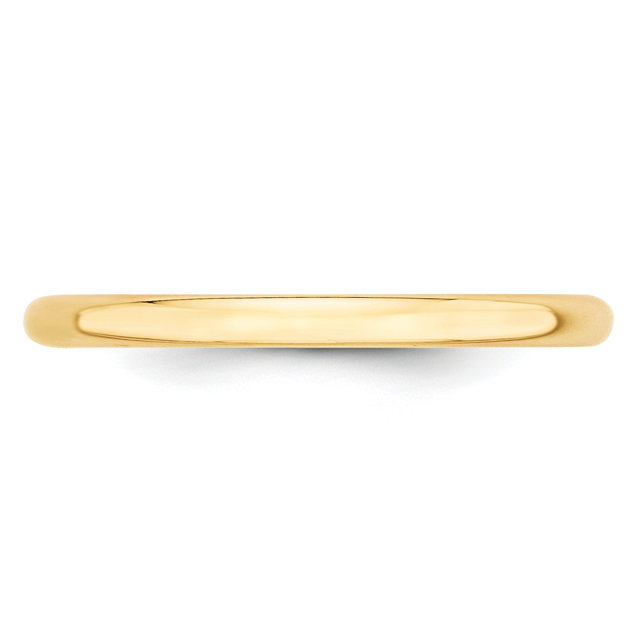 10K Yellow Gold 2mm Lightweight Half Round Wedding Band Size 5