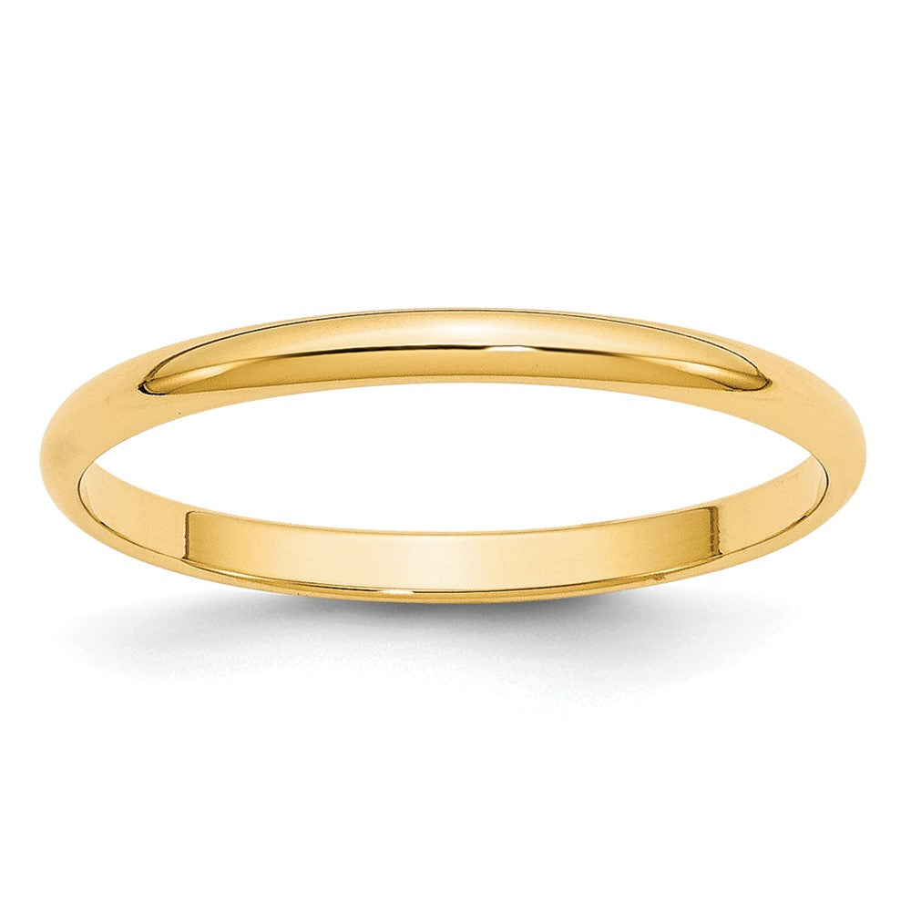 10K Yellow Gold 2mm Lightweight Half Round Wedding Band Size 4.5