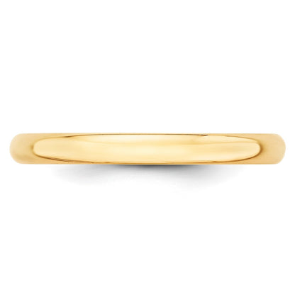 10k Yellow Gold 2.5mm Lightweight Half Round Wedding Band Ring