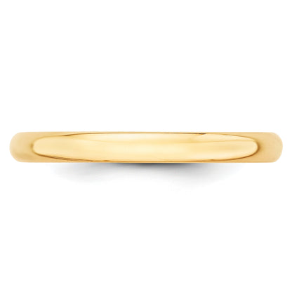 10K Yellow Gold 2.5mm Lightweight Half Round Wedding Band Size 10.5