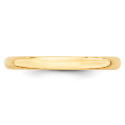 10K Yellow Gold 2.5mm Lightweight Half Round Wedding Band Size 8.5