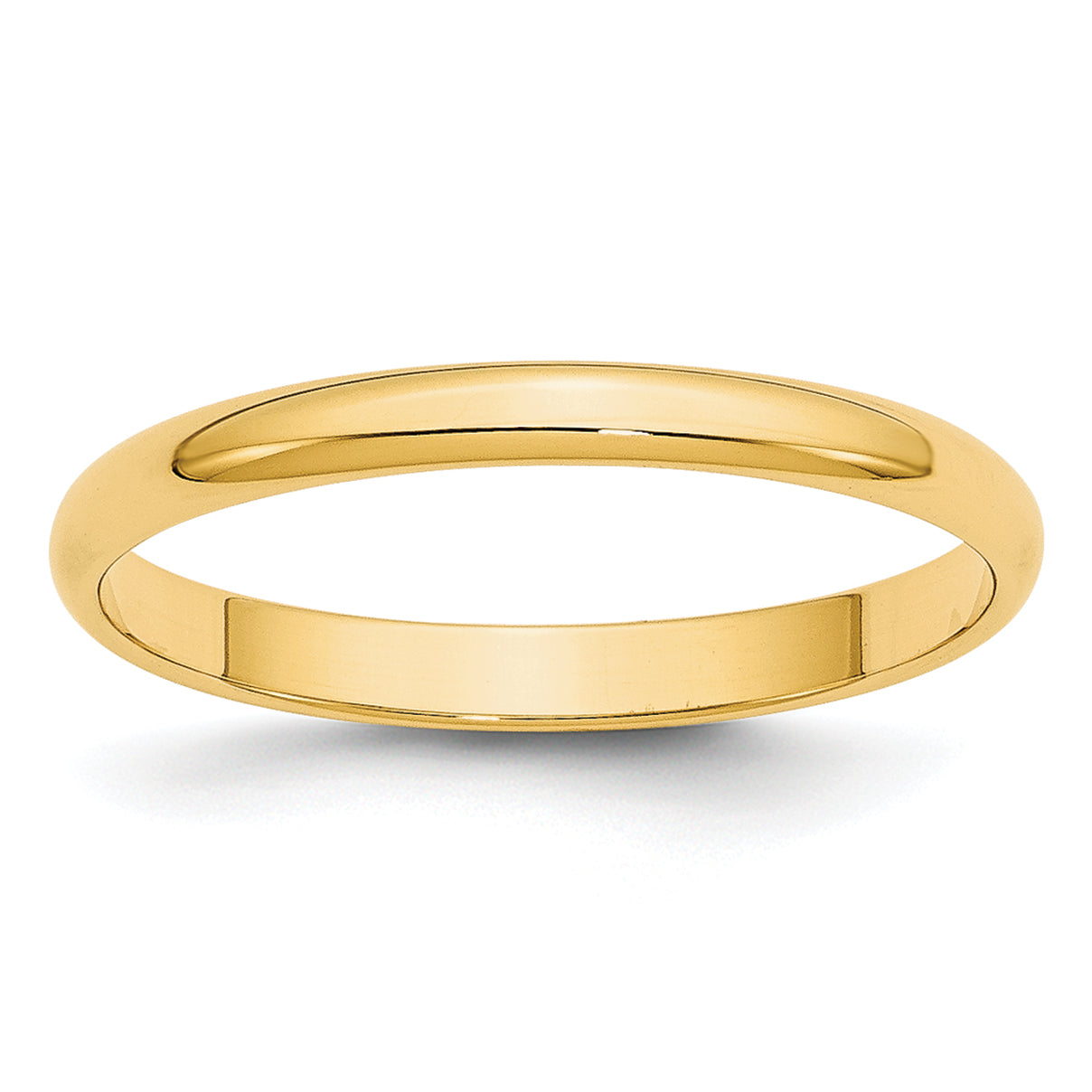 10K Yellow Gold 2.5mm Lightweight Half Round Wedding Band Size 6.5