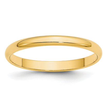 10K Yellow Gold 2.5mm Lightweight Half Round Wedding Band Size 5.5