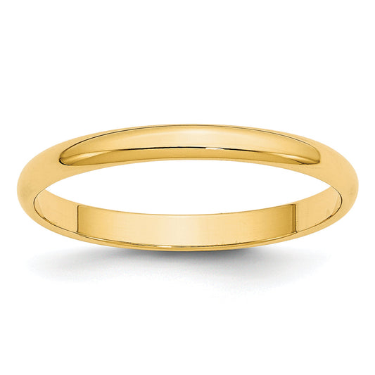 10K Yellow Gold 2.5mm Lightweight Half Round Wedding Band Size 10.5