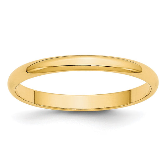 10K Yellow Gold 2.5mm Lightweight Half Round Wedding Band Size 7.5