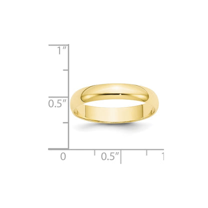 10K Yellow Gold 4mm Lightweight Half Round Wedding Band Size 8