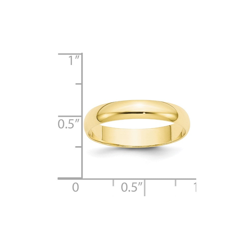 10K Yellow Gold 4mm Lightweight Half Round Wedding Band Size 11.5