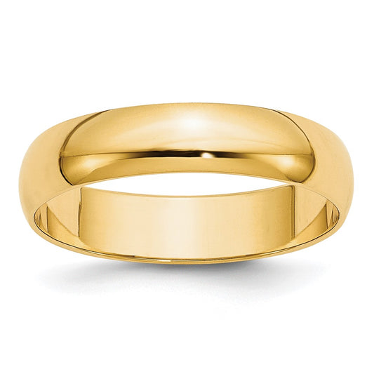 10K Yellow Gold 5mm Lightweight Half Round Wedding Band Size 12